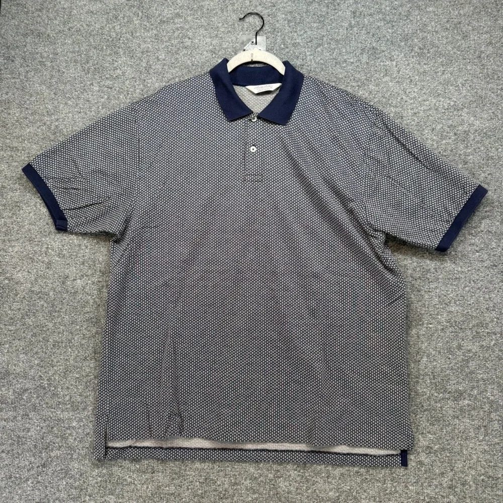 Brooks Brothers Polo Shirt Mens XL Blue Geometric Golden Fleece Diamond‎ Cotton